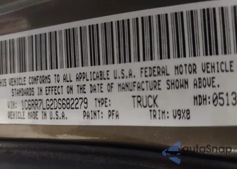 2013 Ram 1500 Slt from USA, damaged, VIN 1C6RR7LG2DS682279